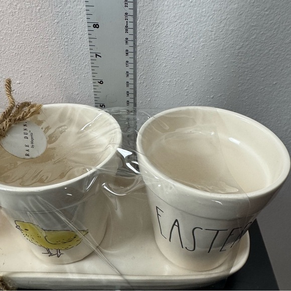 Rae Dunn Planter Set of Three Plant Pots on Tray Cream w/ Easter & Chick Retired - Picture 12 of 13